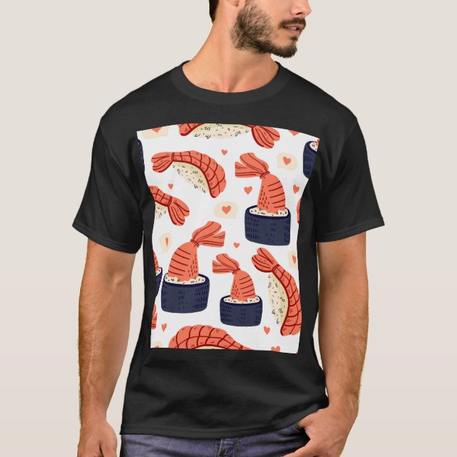 Camiseta Patrón de comida japonesa sin problemas (Anverso)