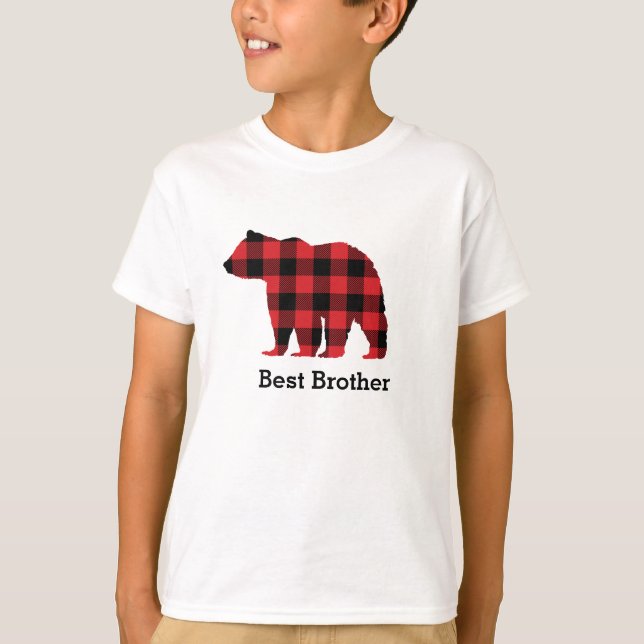Camiseta Patrón de comprobación de búfalo de oso Niños de s (Anverso)