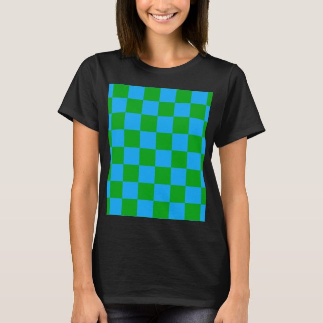 Camiseta Patrón de comprobación verde azul (Anverso)