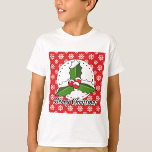 Camiseta Patrón de copos de nieve blancos rojos - Feliz Nav