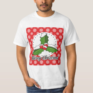 Camiseta Patrón de copos de nieve blancos rojos - Feliz Nav