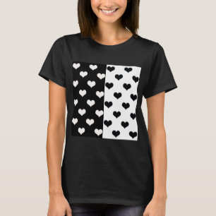 Camiseta Patrón de corazón de amor blanco negro
