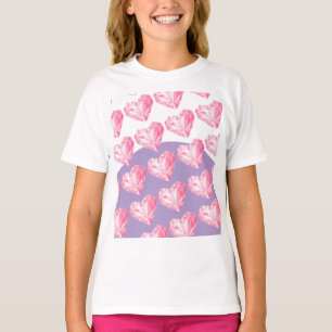 Camiseta Patrón de Corazón de Diamante Rosa – Lindo y Elega