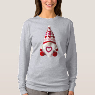 Camiseta Patrón de Corazón de Ganchillo Adorable Gnomo del 