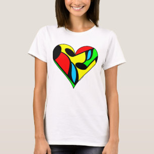 Camiseta Patrón de corazón de nota musical multicolor