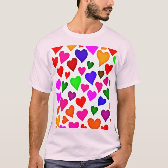 Camiseta Patrón de corazón multicolor vibrante (Anverso)