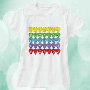 Camiseta Patrón de Corazones Arcoíris de Florida
