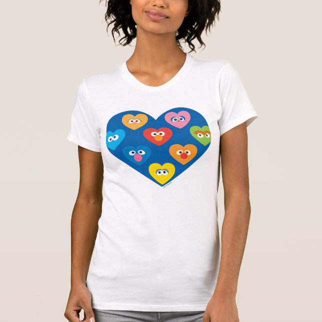 Camiseta Patrón de corazones de San Valentín de Plaza Sésam (Anverso)