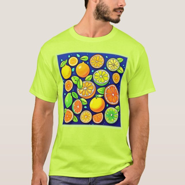 Camiseta Patrón de corte de cítricos fresco (Anverso)