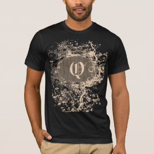 Camiseta Patrón de cosecha con letra de monograma Q