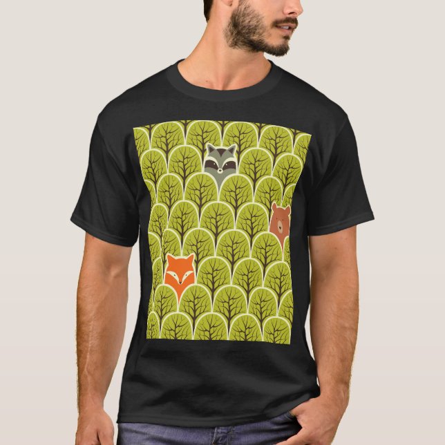 Camiseta Patrón de cosecha de animales de bosque (Anverso)
