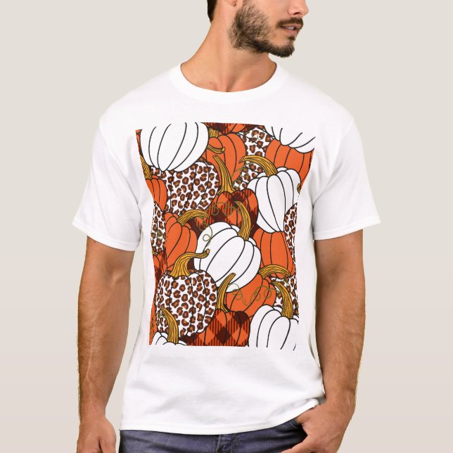 Camiseta Patrón de cosecha de la calabaza de mosaico (Anverso)