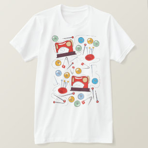 Camiseta Patrón de costura dibujado a mano lindo