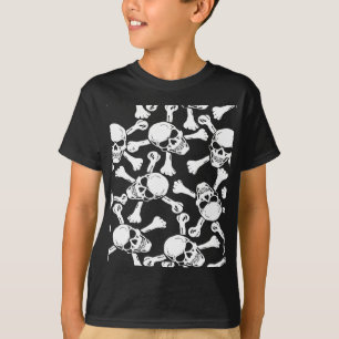 CAMISETA PATRÓN DE CRÁNEOS GÓTICOS Y HUESOS CRUZADOS
