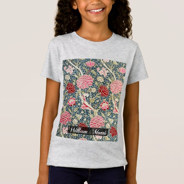 Camiseta Patrón de crayón - flores y hojas - WilliamMorris (Anverso)