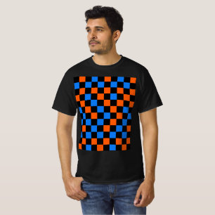 Camiseta Patrón de cuadros naranja, azul y negro