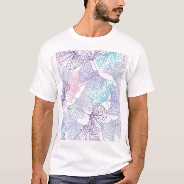 Camiseta Patrón de cuarzo de Gingko Biloba Rosa (Anverso)