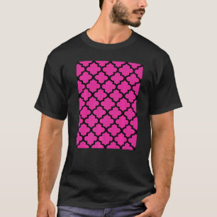 Camiseta Patrón De Cuatrefoil En Esbozo Negro En Rosa Brill