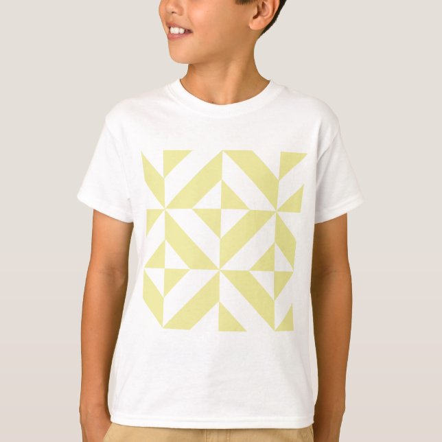 Camiseta Patrón de cubo de deco geométrico amarillo pálido (Anverso)