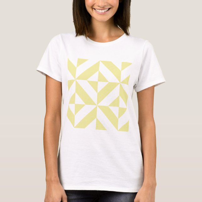 Camiseta Patrón de cubo de deco geométrico amarillo pálido (Anverso)
