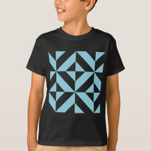 Camiseta Patrón de cubo de deco geométrico azul cielo