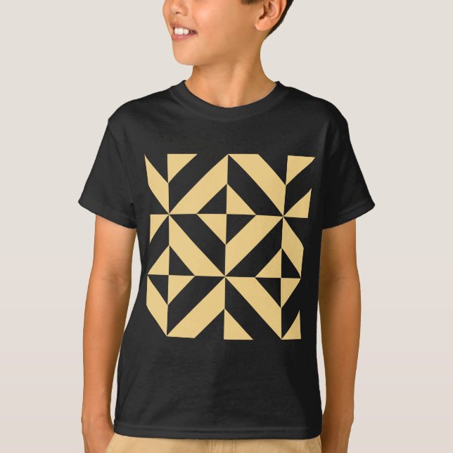 Camiseta Patrón de cubo de deco geométrico de melón pálido (Anverso)