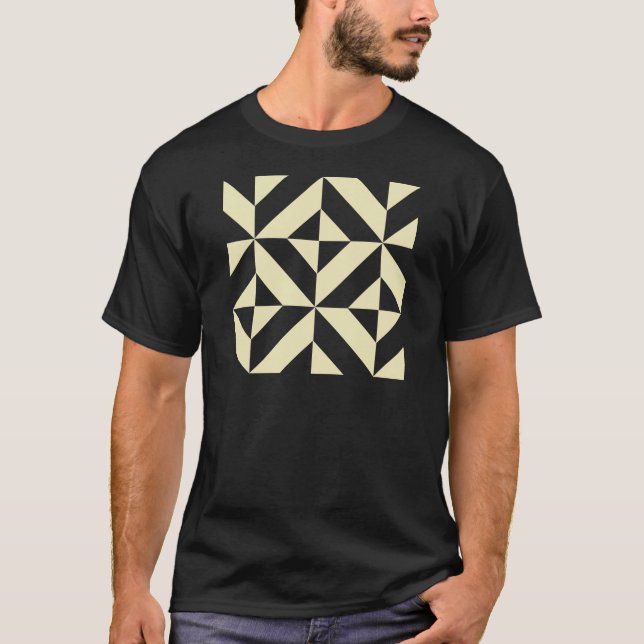Camiseta Patrón de cubo de deco geométrico de oro pálido (Anverso)