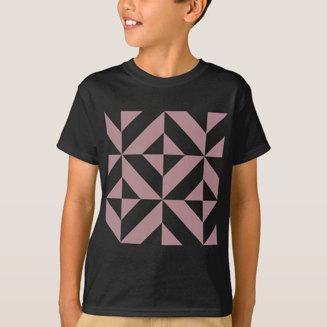 Camiseta Patrón de cubo de deco geométrico oscuro de malva (Anverso)