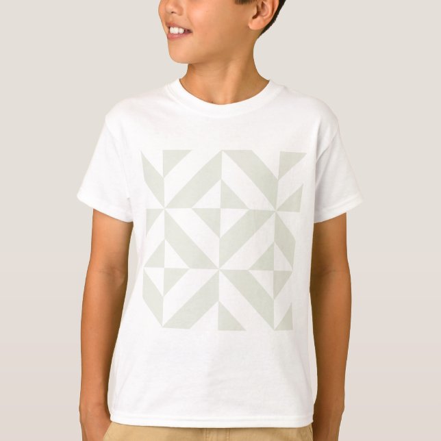 Camiseta Patrón de cubo de deco geométrico pálido gris (Anverso)