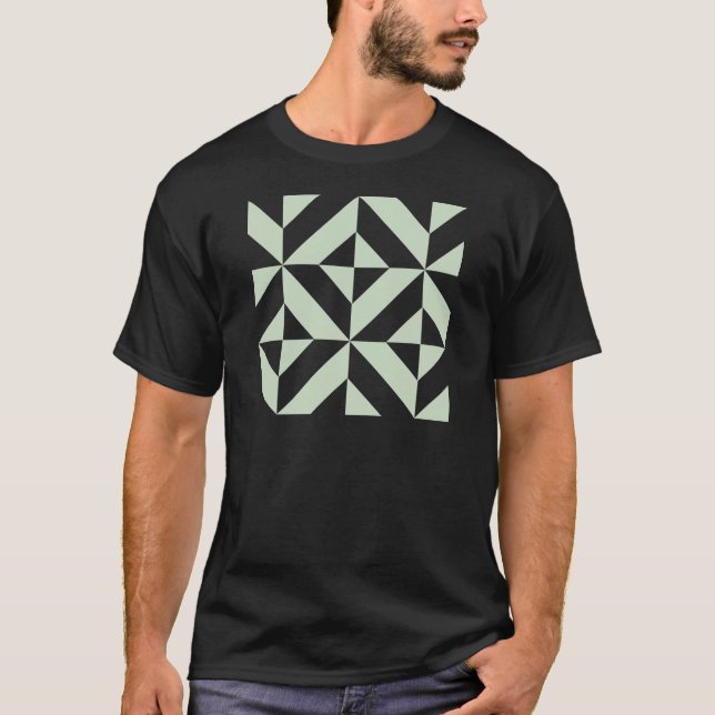 Camiseta Patrón de cubo de deducción geométrica verde de sa (Anverso)