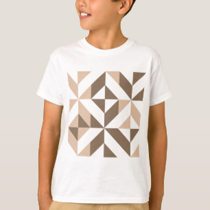Camiseta Patrón de cubo de diseño geométrico pardo