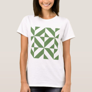 Camiseta Patrón de cubo geométrico oscuro de degradado verd