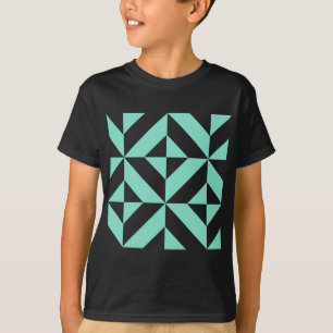 Camiseta Patrón de cubo geométrico verde de hidrocarburos