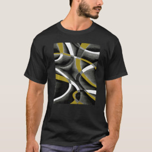 Camiseta Patrón De Curva De La Línea Gris Blanca Amarilla E