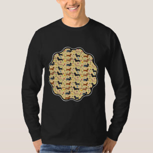Camiseta Patrón De Dachshund De Primavera Con Flores