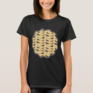Camiseta Patrón De Dachshund De Primavera Con Flores