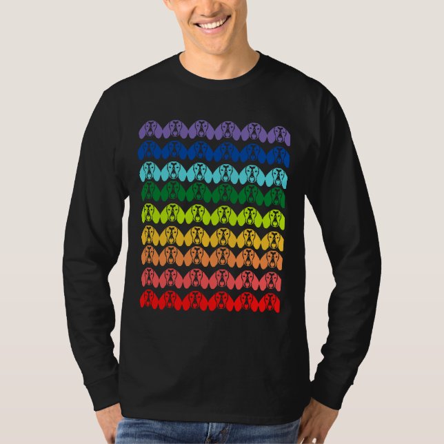 Camiseta Patrón de Dachshund en el arco iris (Anverso)