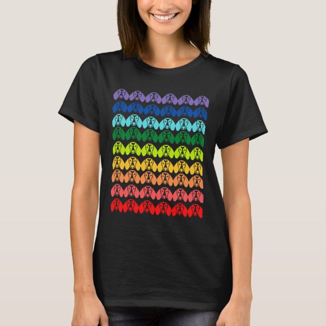 Camiseta Patrón de Dachshund en el arco iris (Anverso)