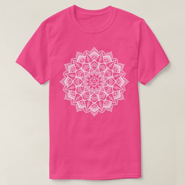 Camiseta Patrón de dados Mandala D20 (Diseño del anverso)