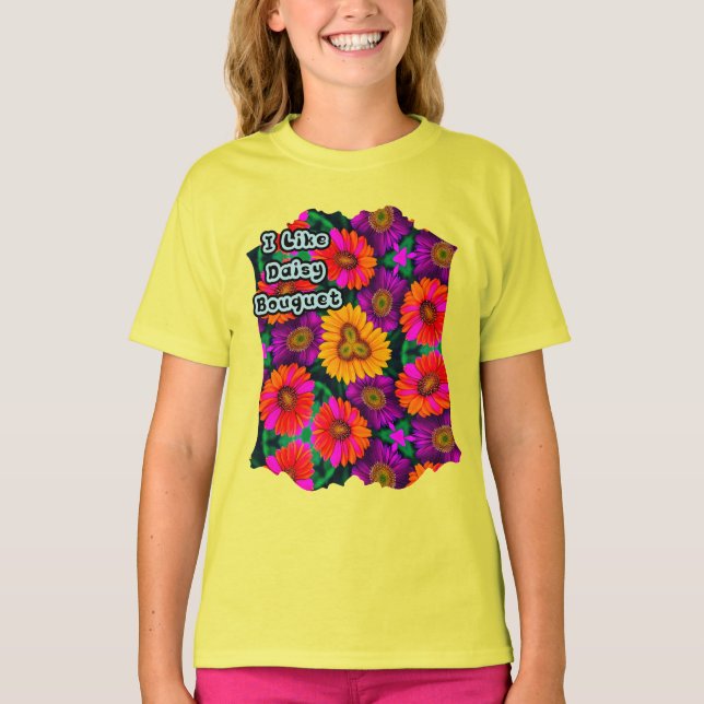 Camiseta Patrón de Daisy Bouquet colorido (Anverso)