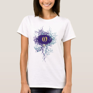 Camiseta Patrón de Damasco de Vintage con letra de monogram