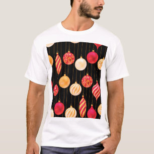 Camiseta Patrón de decoraciones navideñas festivas
