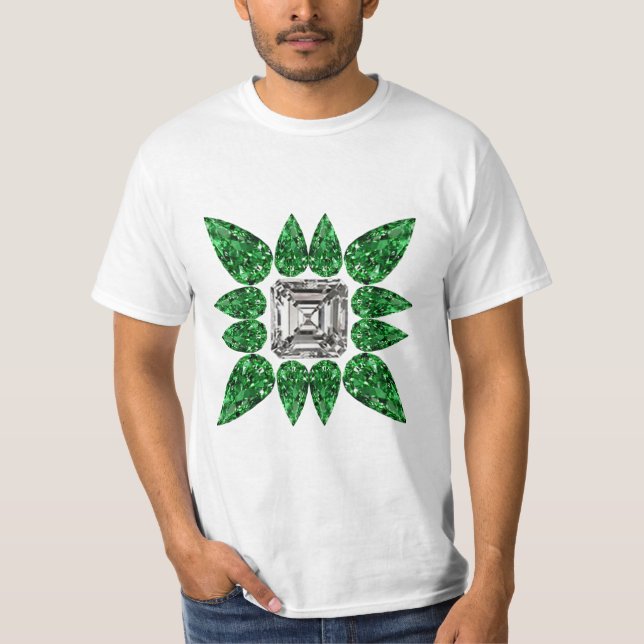 Camiseta Patrón de diamantes con forma de pera verde (Anverso)