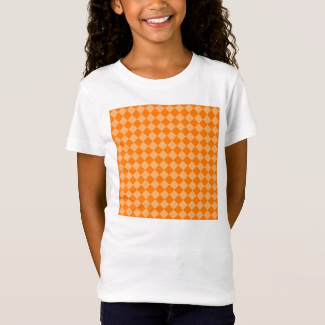 Camiseta Patrón de diamantes de combinación naranja (Anverso)