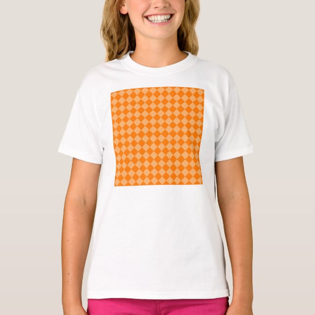 Camiseta Patrón de diamantes de combinación naranja (Anverso)