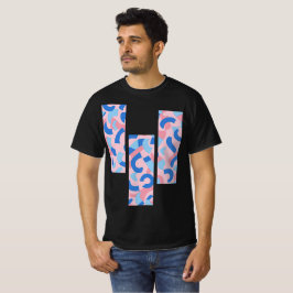 Camiseta Patrón de dibujo dividido rosa y azul