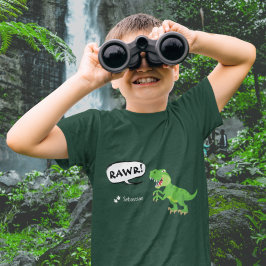 Camiseta Patrón de dinosaurio colorido con nombre T-Rex Boy