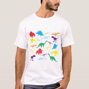 Camiseta Patrón de Dinosaurios Coloridos para Niños