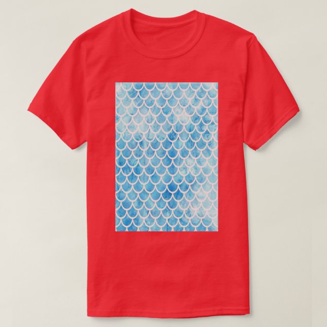Camiseta Patrón de diseño de escalas de sirena azul (Diseño del anverso)