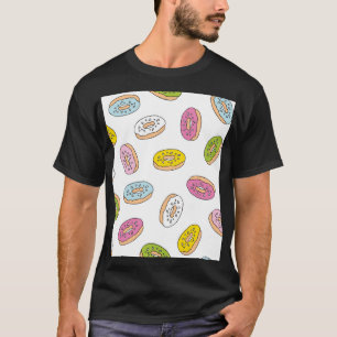 Camiseta Patrón de donuts Doodle, diseño sin fisuras.